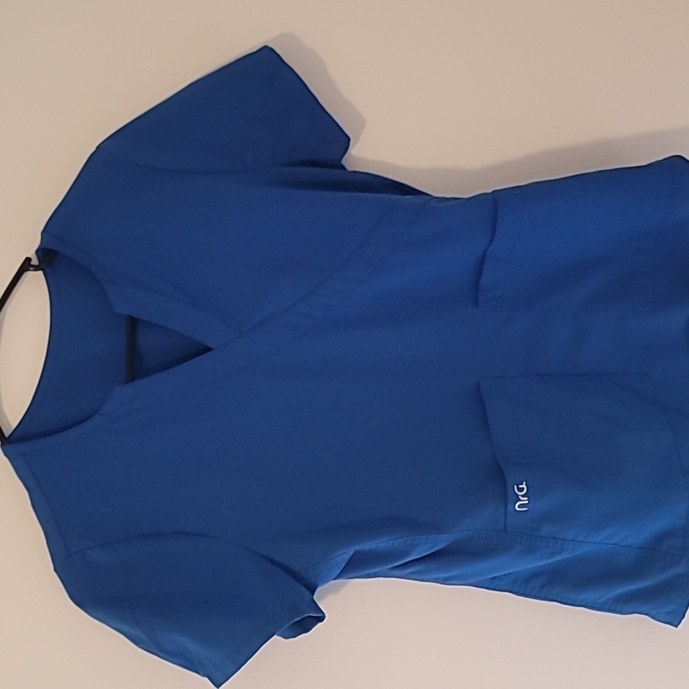 NRG royal blue scrub top small.